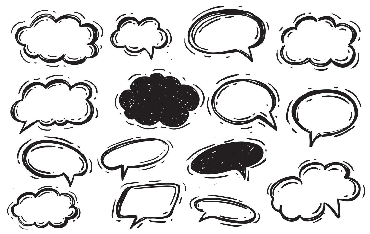 Cute speech bubble doodle set vector