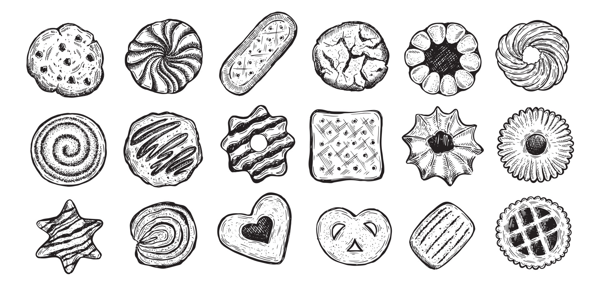 Cookie set hand drawn illustration. 7168252 Vector Art at Vecteezy