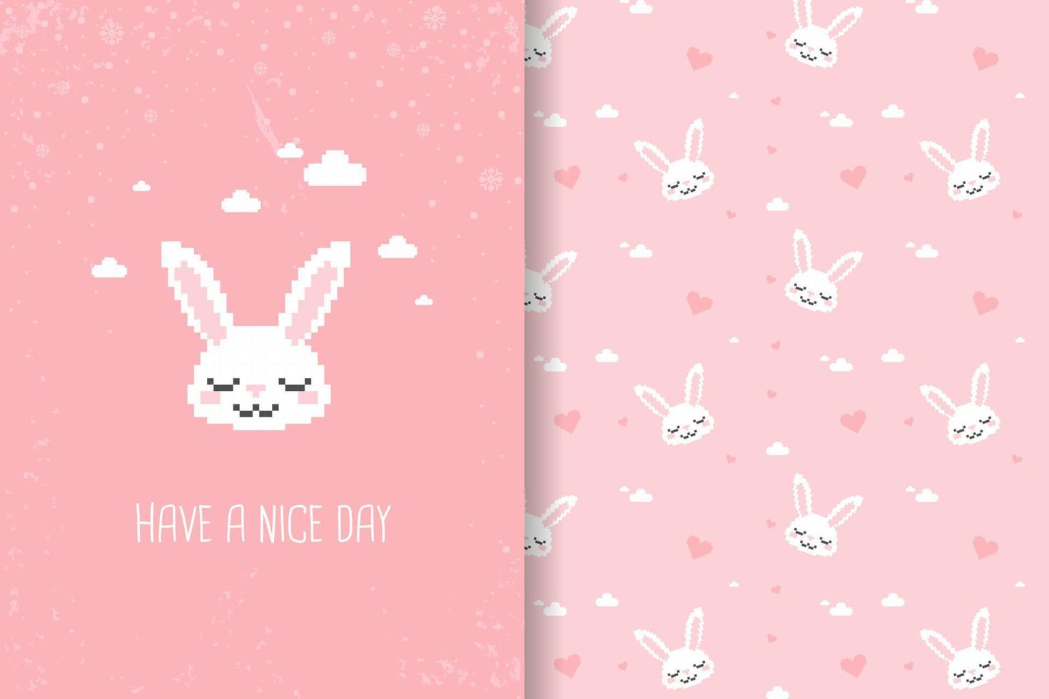 bunny pattern rabbit pattern pixel art style vector