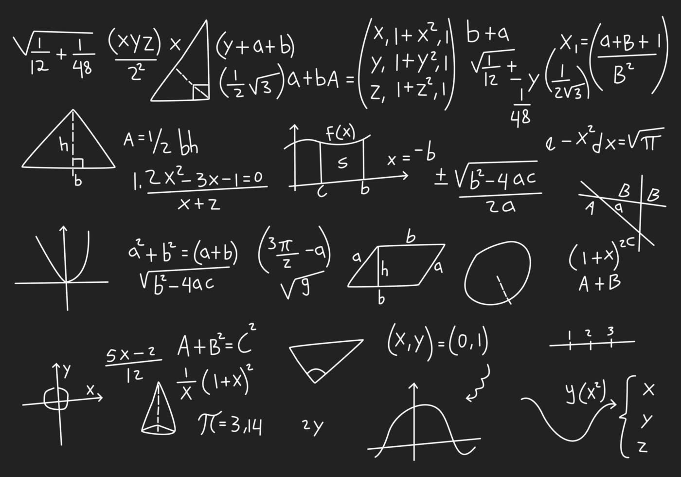 ilustración realista del fondo de la pizarra de matemáticas vector