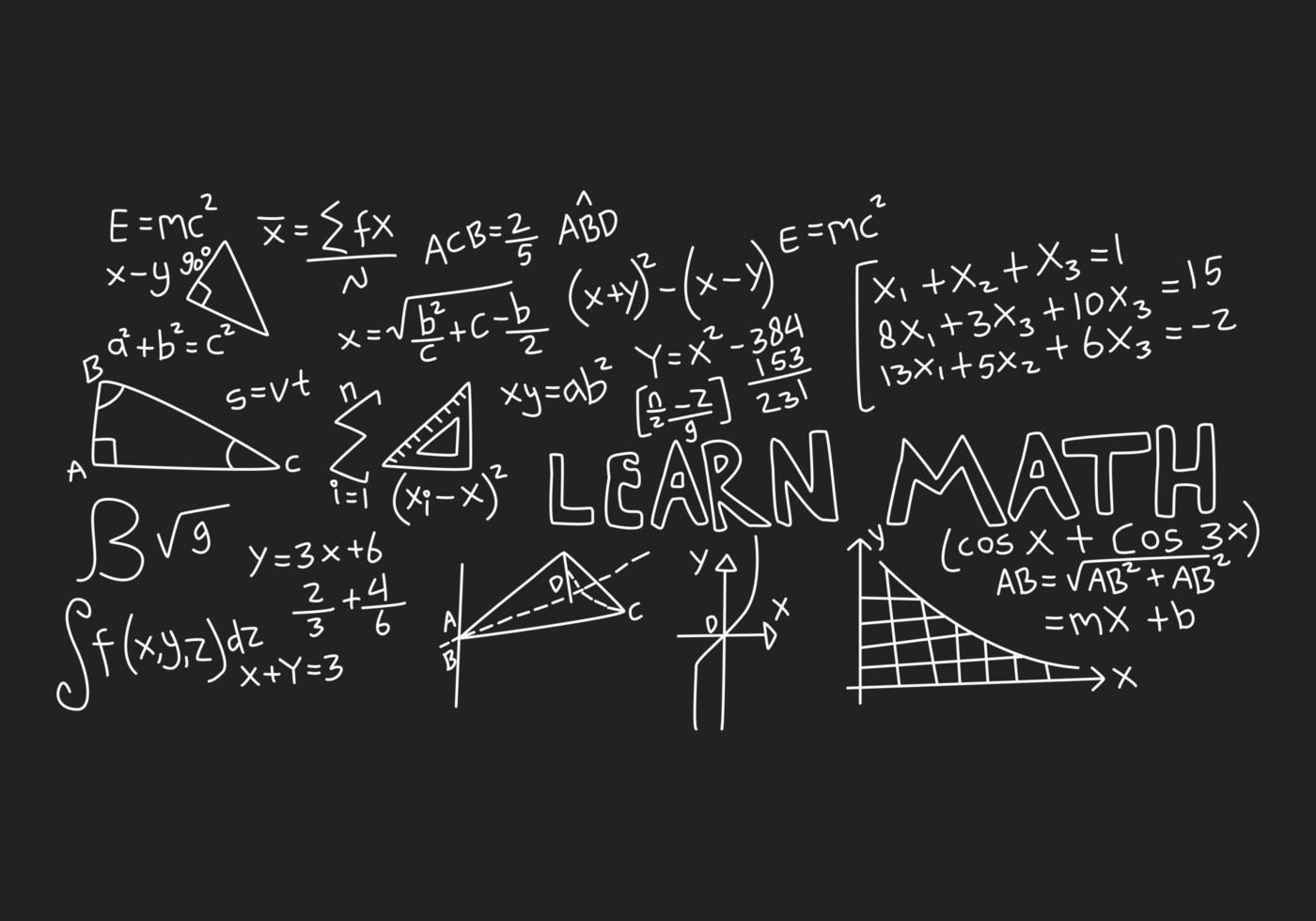 ilustración realista del fondo de la pizarra de matemáticas vector