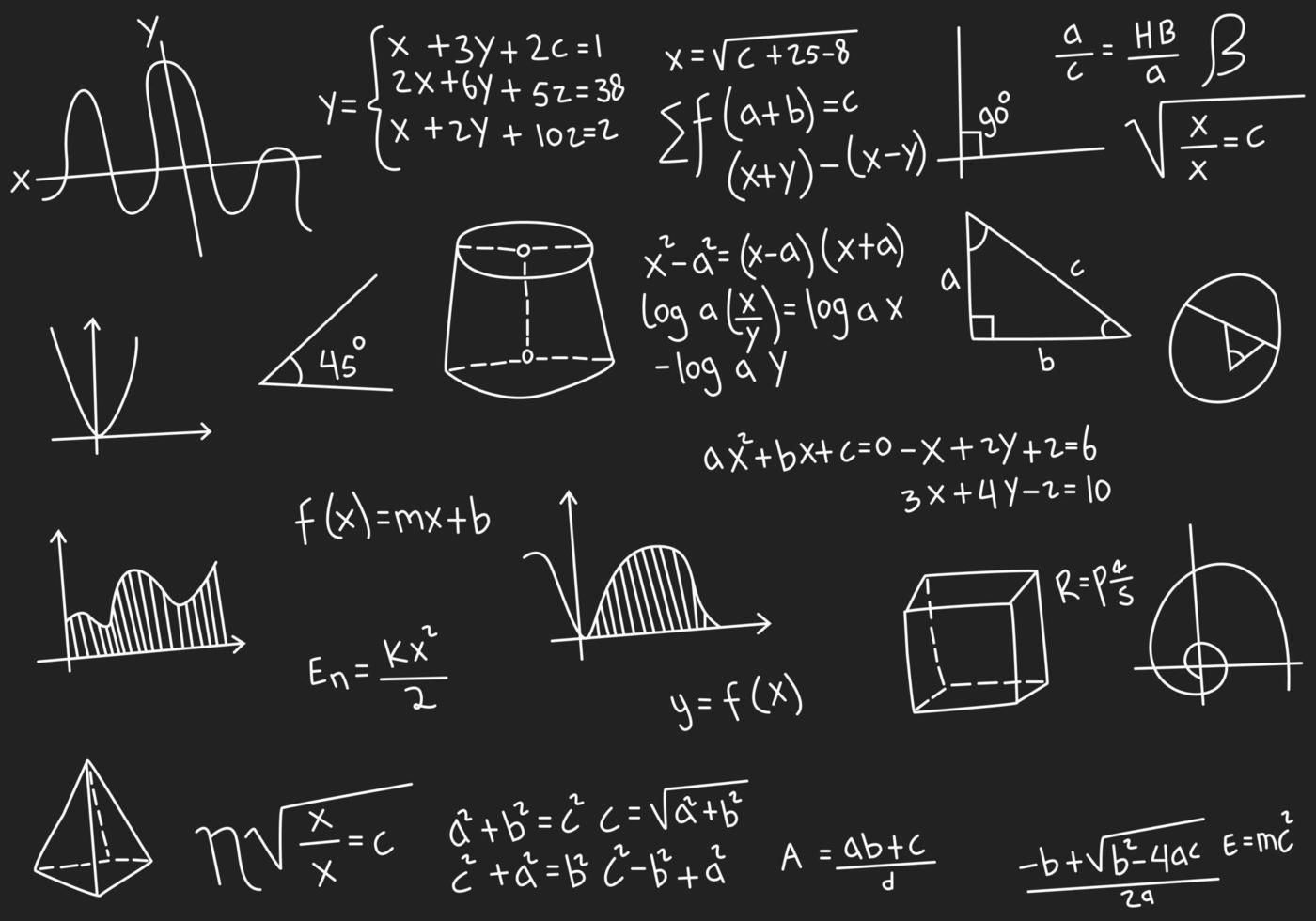 ilustración realista del fondo de la pizarra de matemáticas vector