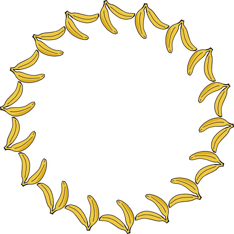 Round frame with cozy banana on white background vector