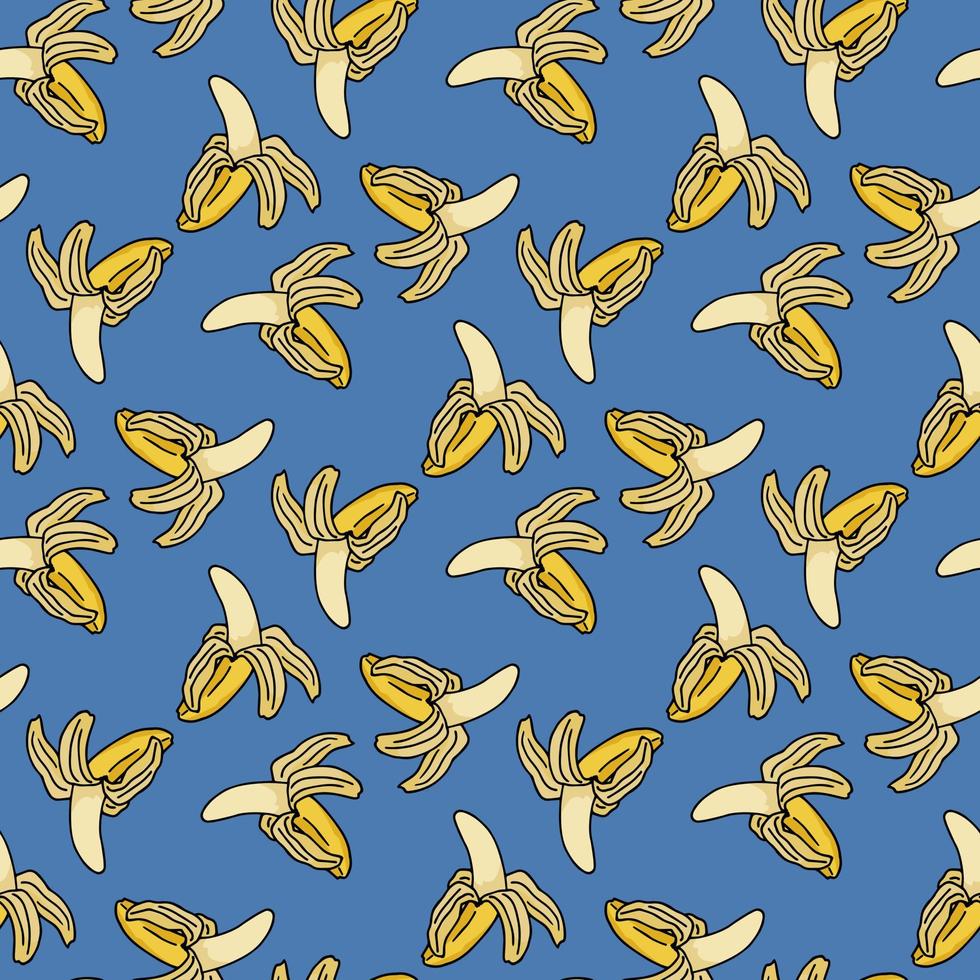 Seamless pattern with banana on blue background vector