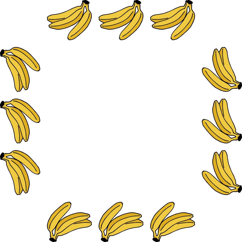 Square frame with creative banana on white background vector