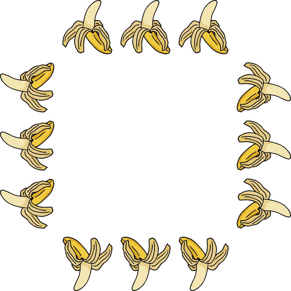 Square frame with yummy banana on white background vector