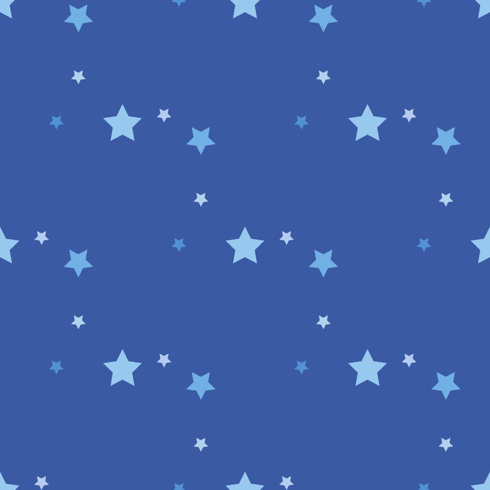 Seamless pattern with blue stars on dark blue background for plaid, fabric, textile, clothes, cards, post cards, scrapbooking paper, tablecloth and other things. Vector image.