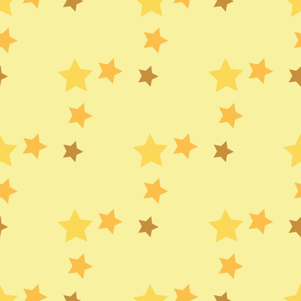 Seamless pattern with yellow and orange stars on light yellow background for plaid, fabric, textile, clothes, cards, post cards, scrapbooking paper, tablecloth and other things. Vector image.