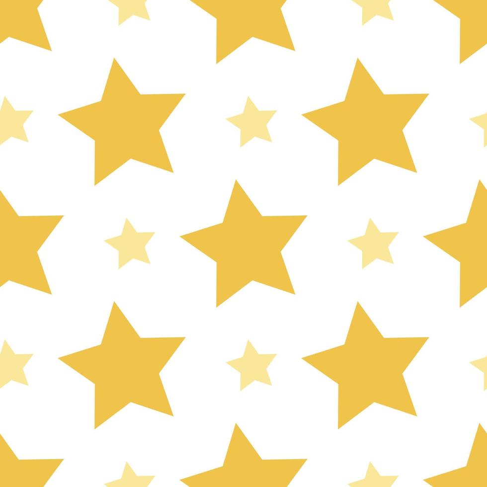 Seamless pattern with yellow stars on white background for plaid, fabric, textile, clothes, cards, post cards, scrapbooking paper, tablecloth and other things. Vector image.