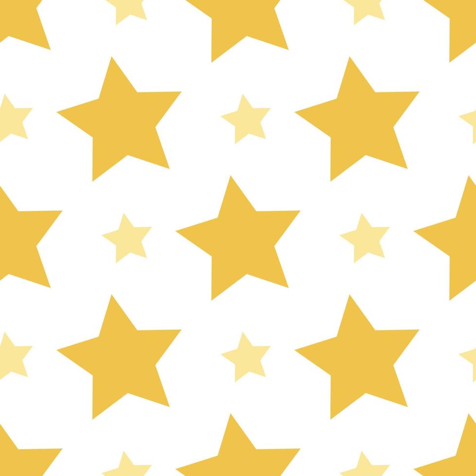 Seamless pattern with yellow stars on white background for plaid, fabric, textile, clothes, cards, post cards, scrapbooking paper, tablecloth and other things. Vector image.