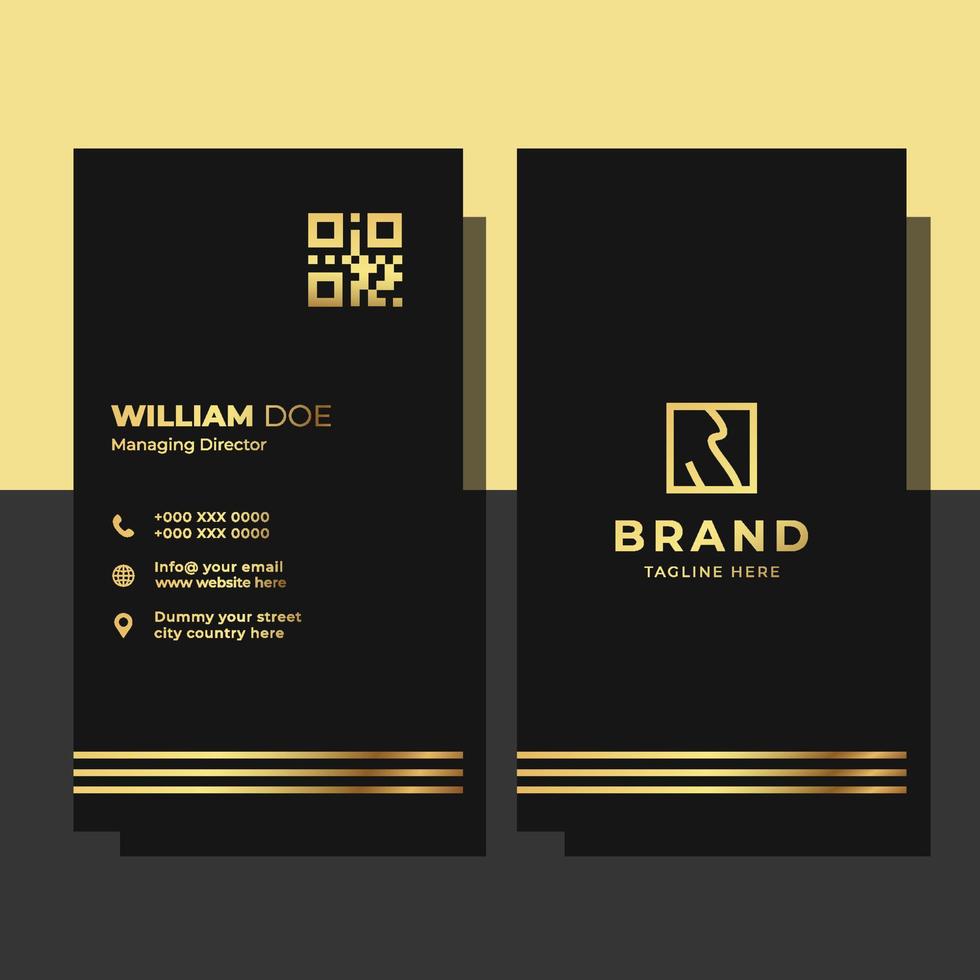 Gold Black Vertical Business Card vector