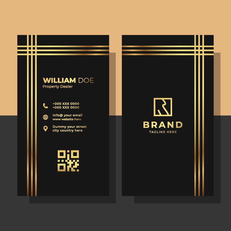 Creative Gold Black Portrait Business Card vector