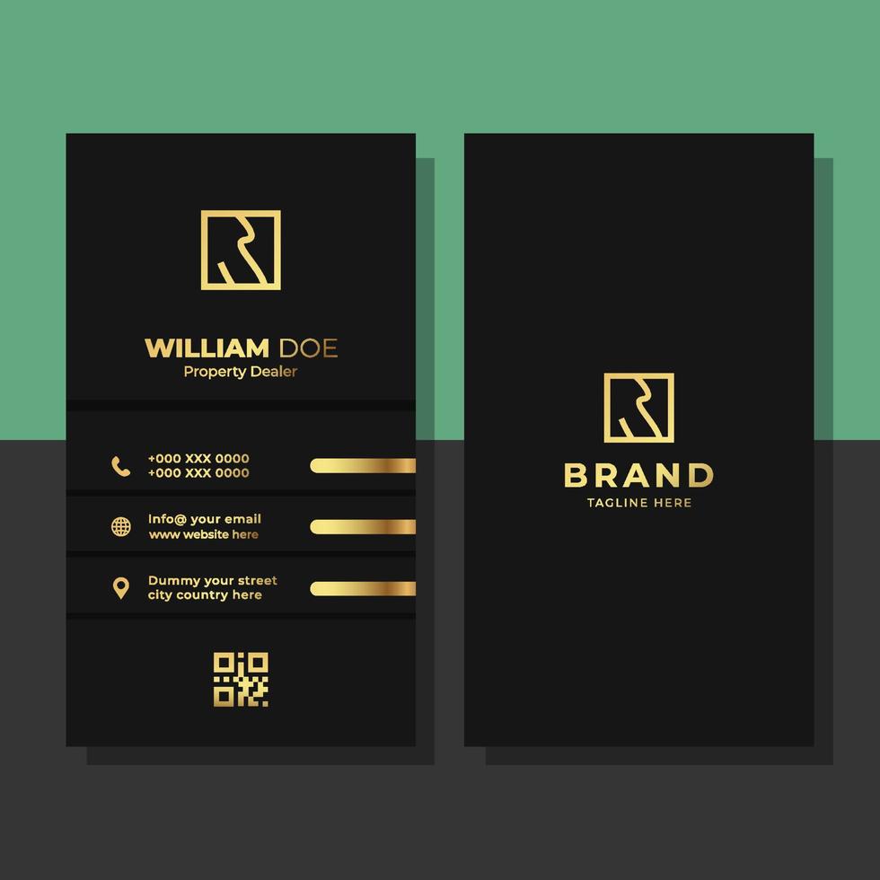 Modern And Creative Vertical Gold Black Business Card vector