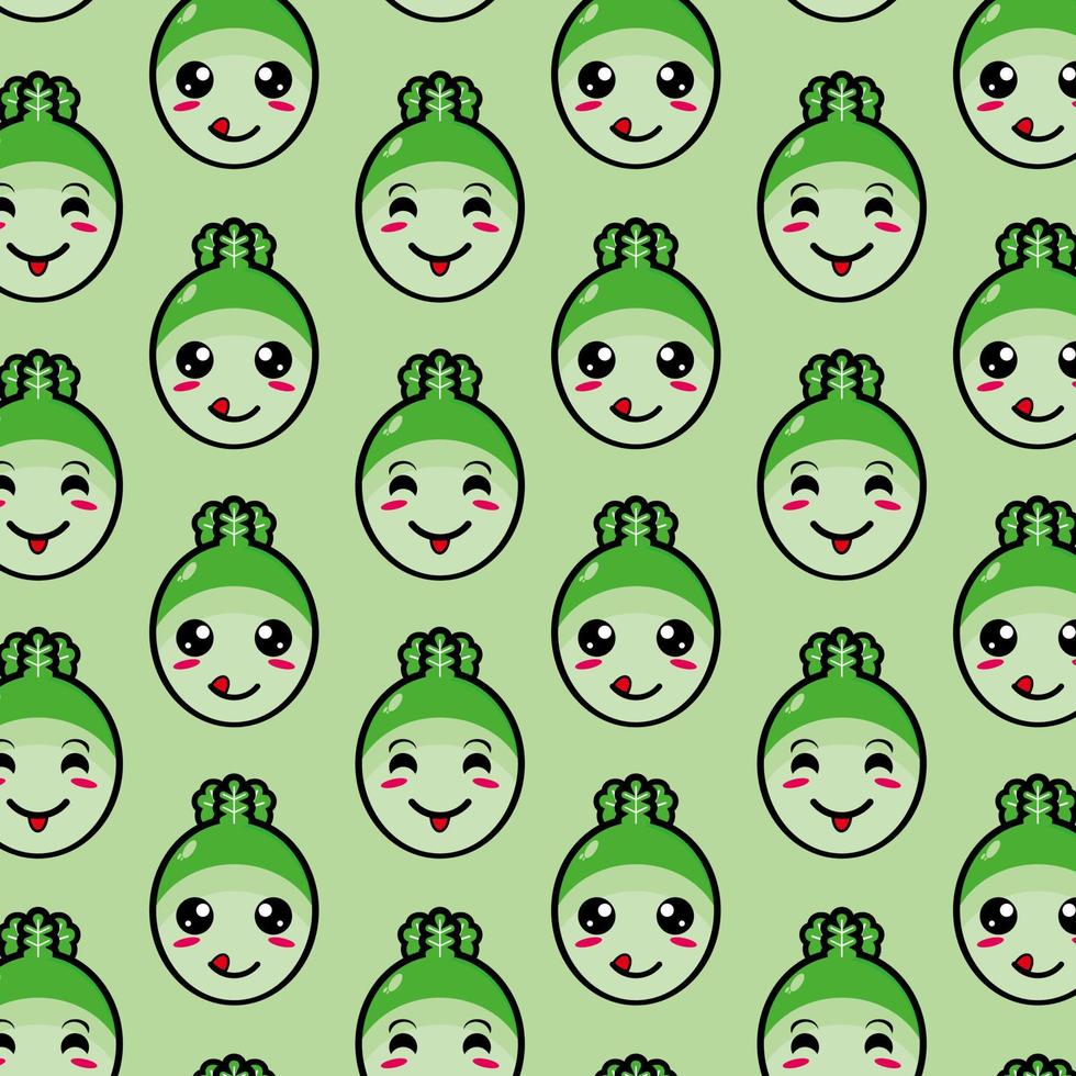 Cute funny cartoon character cabbage on green background.Vector cartoon kawaii character illustration design on wallpaper vector