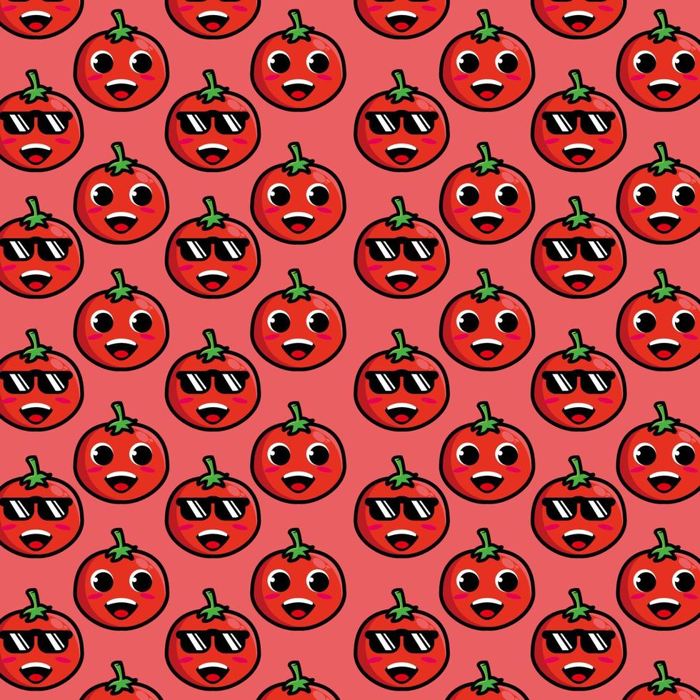 lindo personaje de dibujos animados divertido tomate en background.vector dibujos animados kawaii personaje ilustración diseño en papel tapiz vector