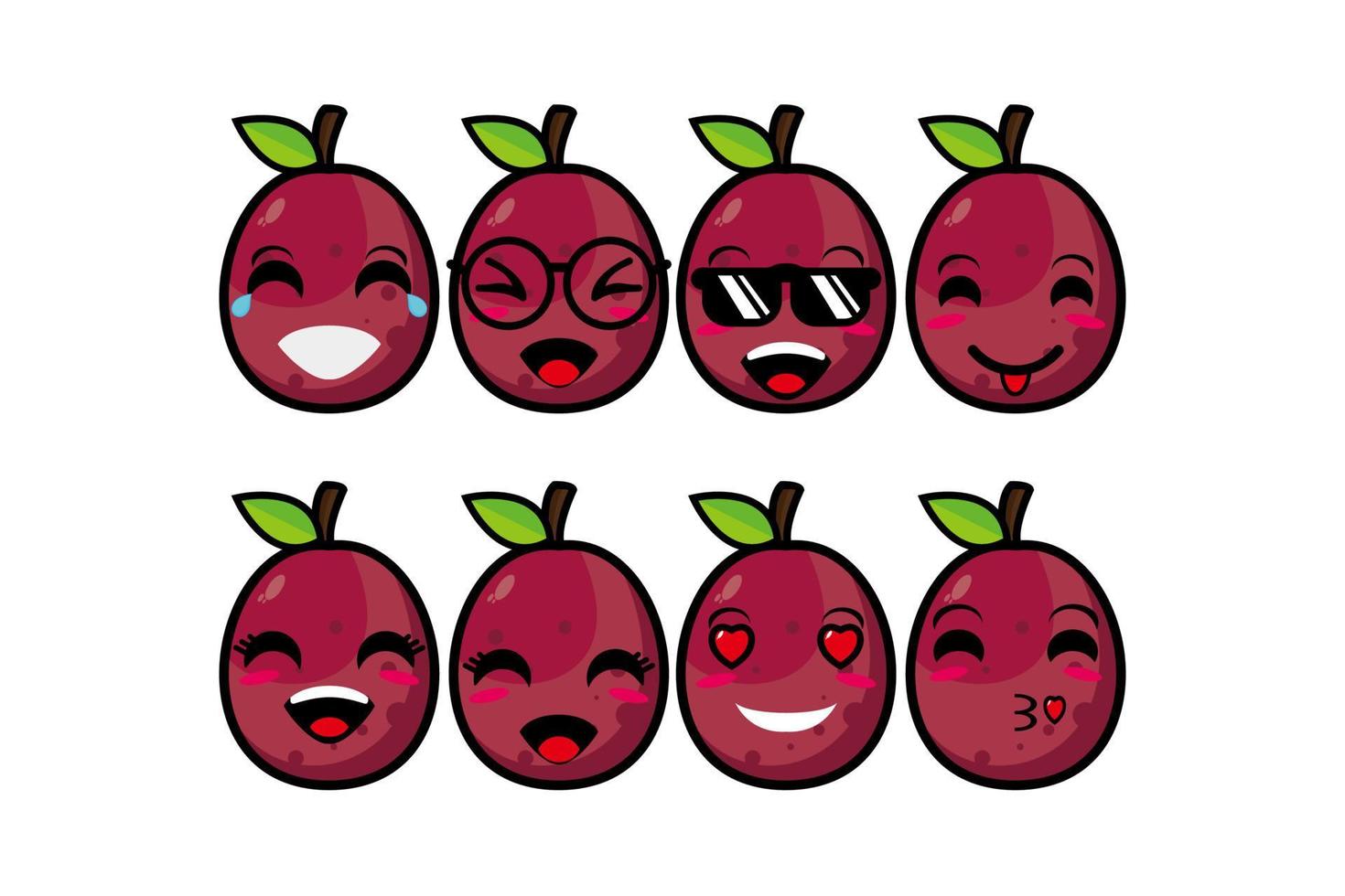 lindo sonriente divertido fruta de la pasión set collection.vector caricatura plana cara personaje mascota ilustración .aislado sobre fondo blanco vector