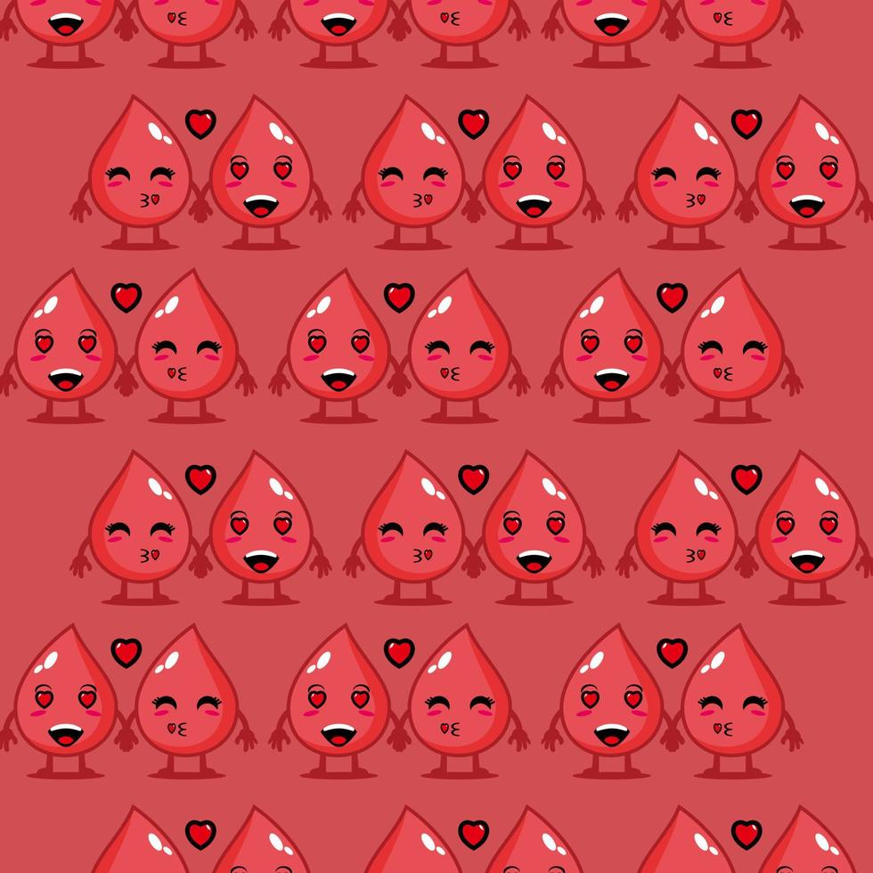 Cute funny cartoon character blood drop on background.Vector cartoon kawaii character illustration design on wallpaper vector