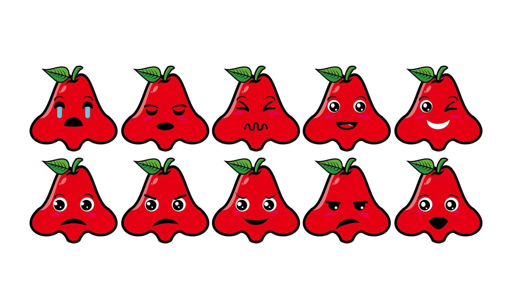 Cute smiling funny guava set collection.Vector flat cartoon face character mascot illustration .Isolated on white background vector