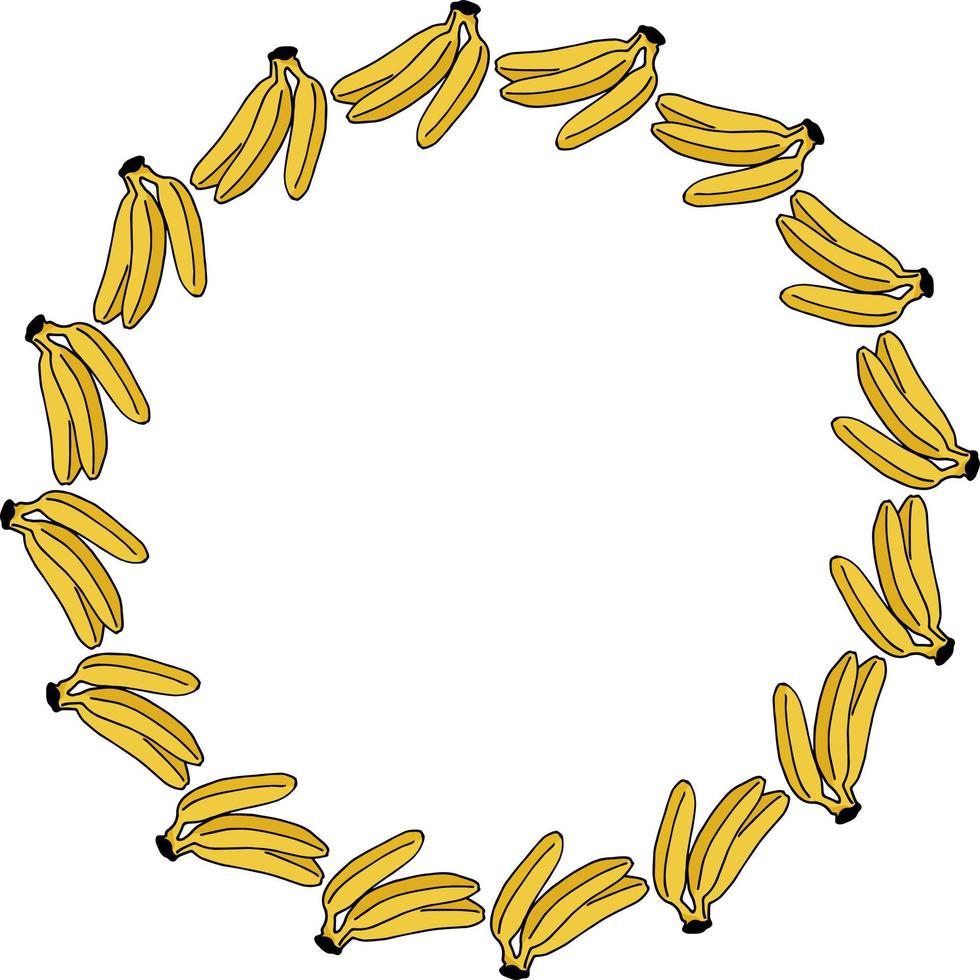 Round frame with creative banana on white background 7168464 Vector Art