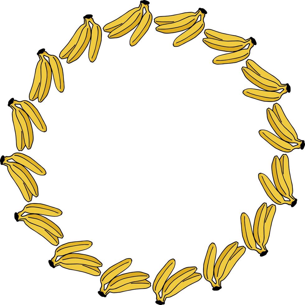 Round frame with creative banana on white background vector