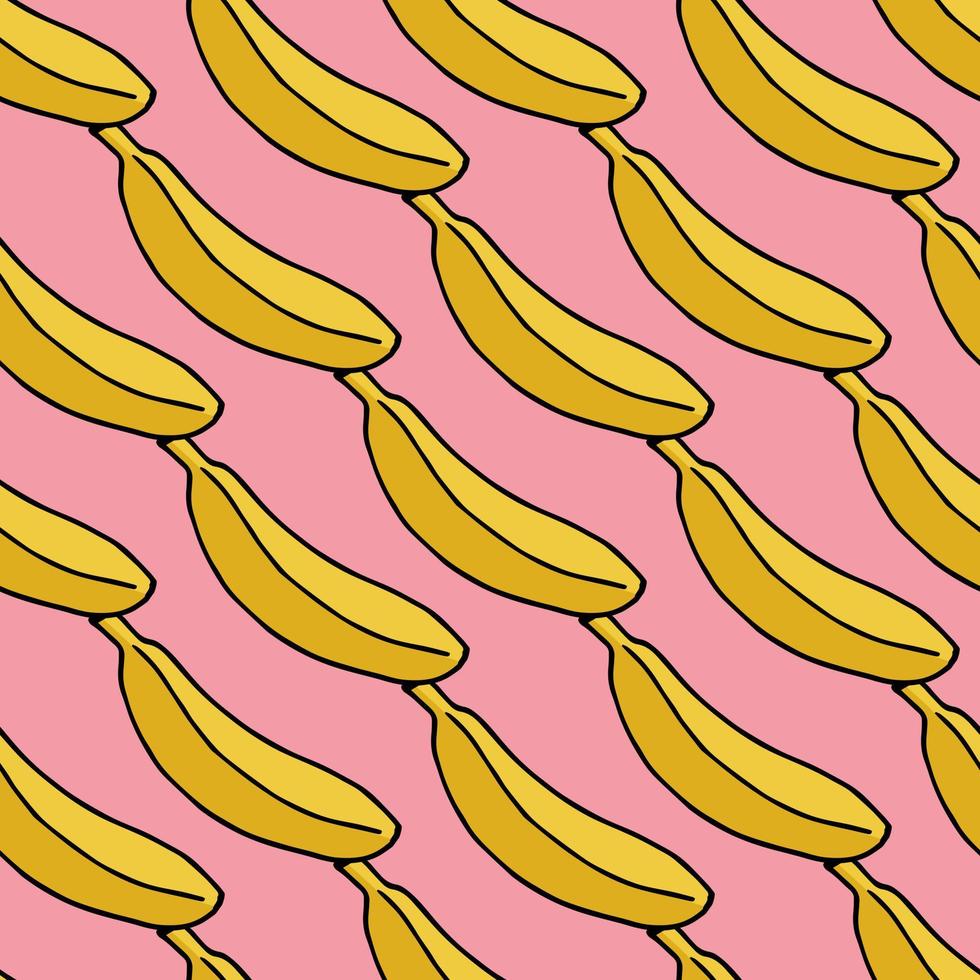 Seamless pattern with banana on pink background vector