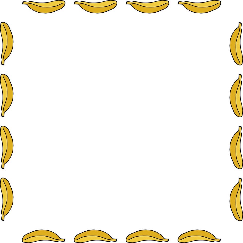 Square frame with banana on white background vector