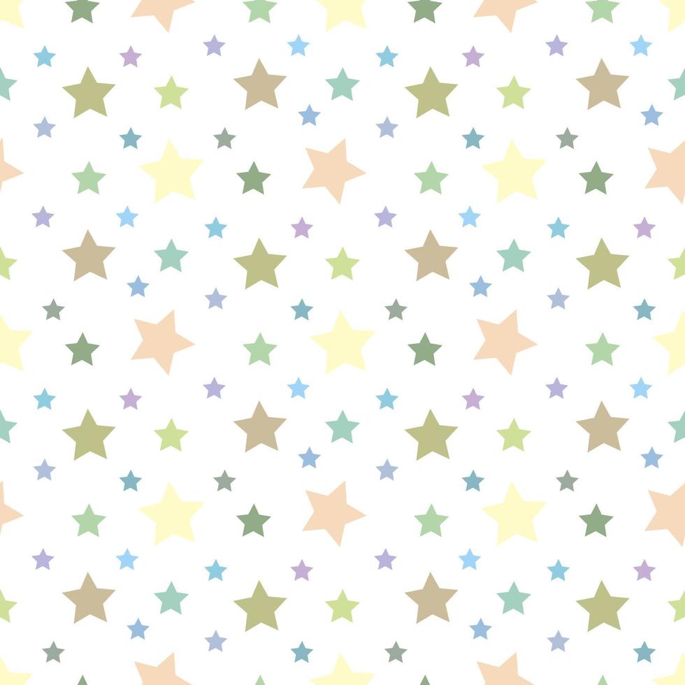 Seamless pattern in charmed multicolored stars on white background for plaid, fabric, textile, clothes, tablecloth and other things. Vector image.