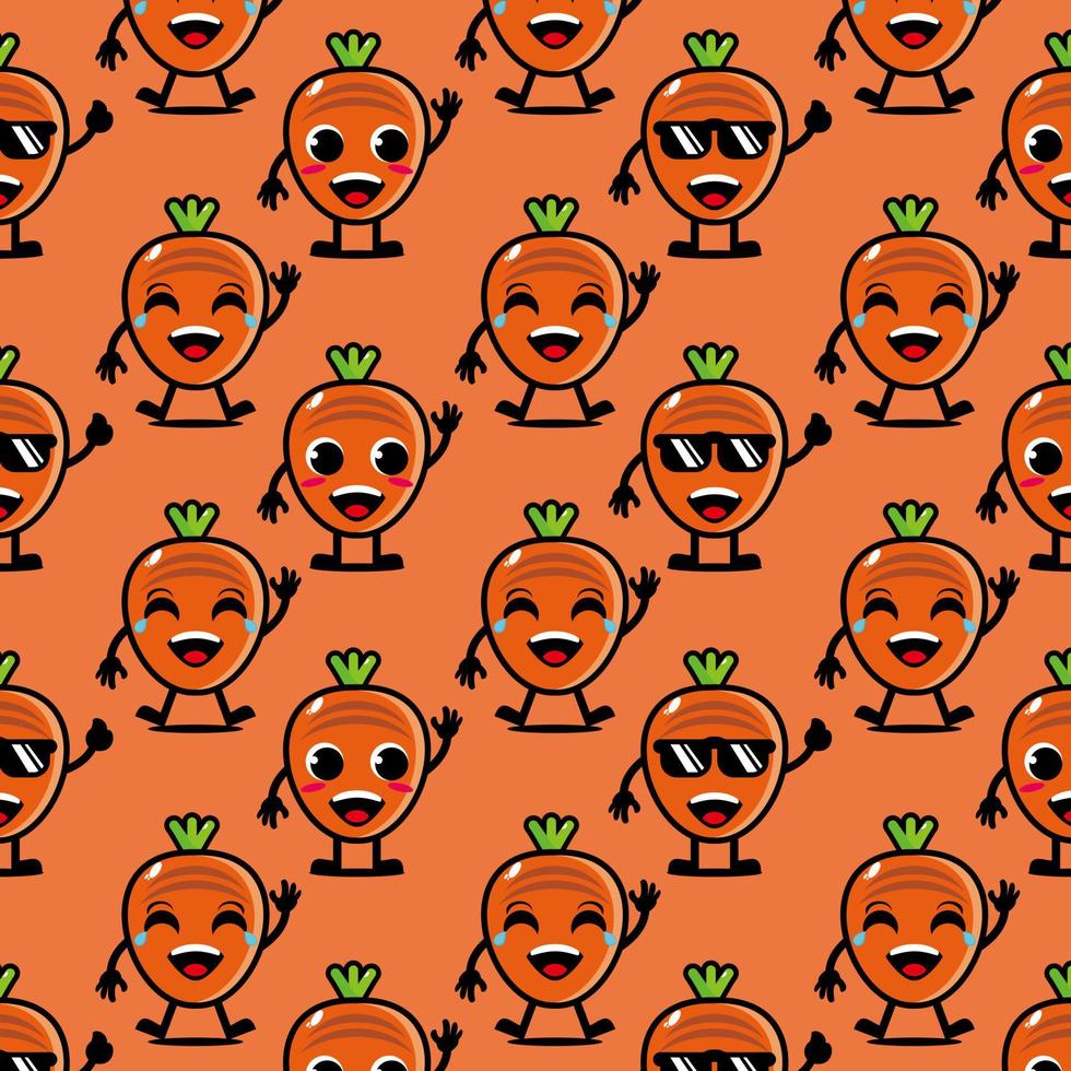 Cute funny cartoon character carrot on orange background.Vector cartoon kawaii character illustration design on wallpaper vector