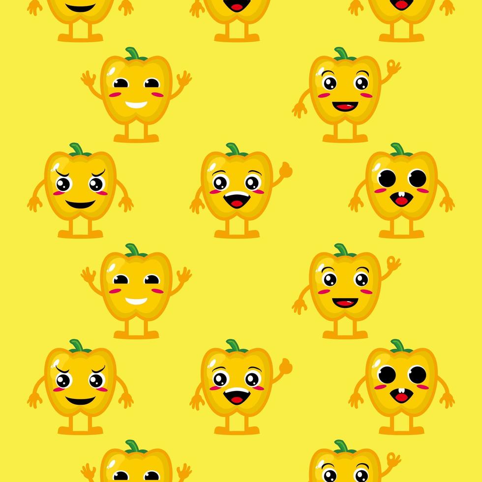 Cute funny cartoon character paprika on yellow background.Vector cartoon kawaii character illustration design vector