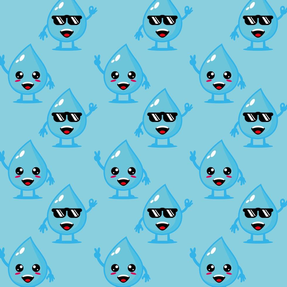 Cute funny aqua water drop on blue background.Vector cartoon kawaii character illustration design vector