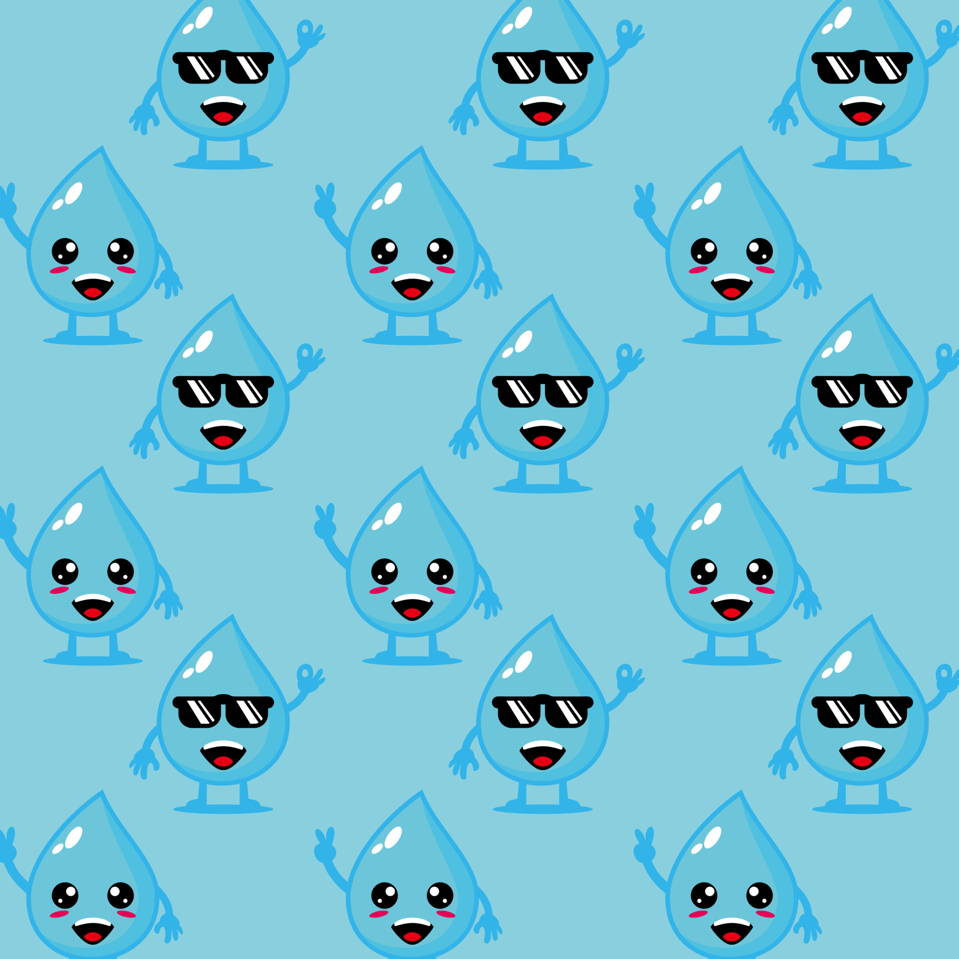 Cute funny aqua water drop on blue  cartoon kawaii  character illustration design 7168522 Vector Art at Vecteezy