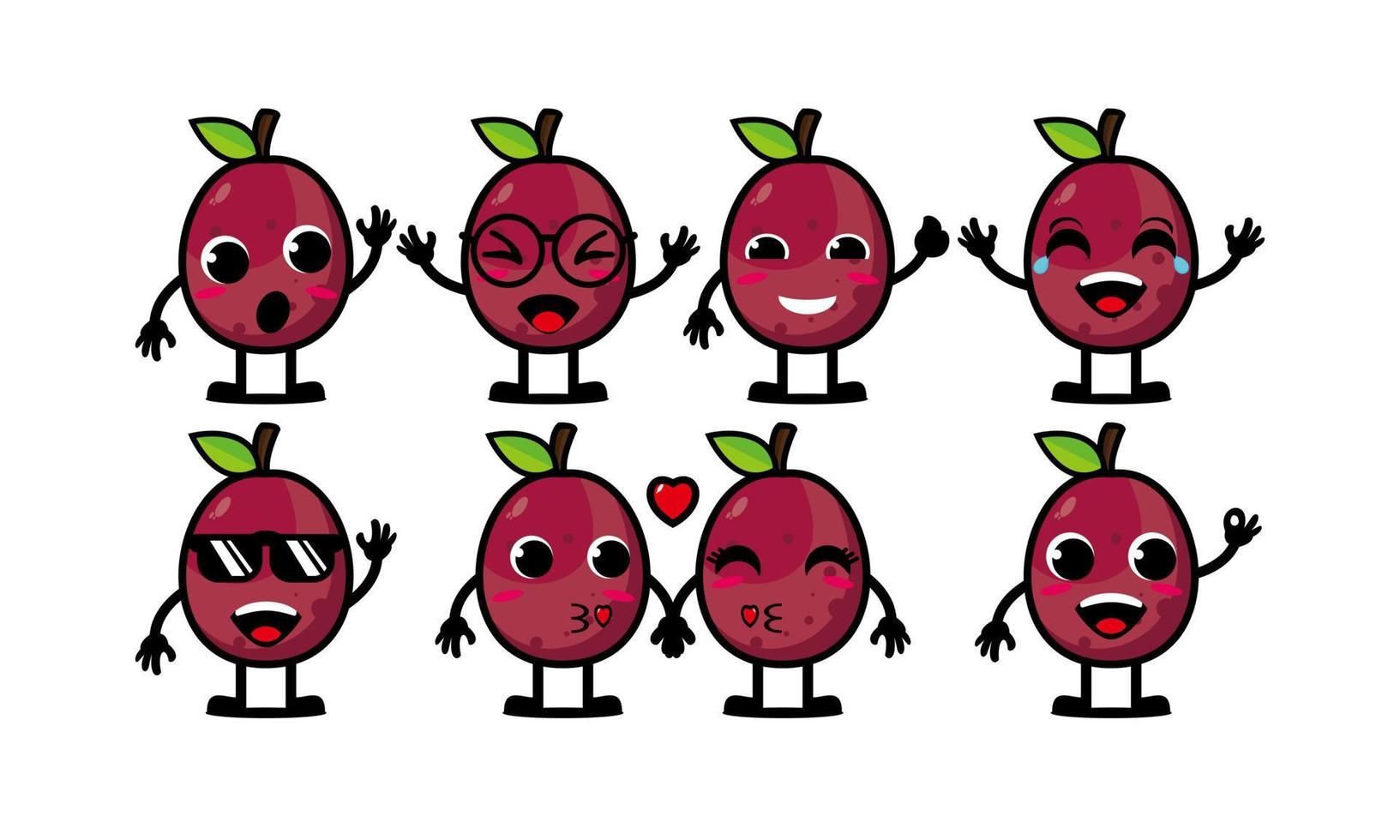 lindo sonriente divertido fruta de la pasión set collection.vector caricatura plana cara personaje mascota ilustración .aislado sobre fondo blanco vector
