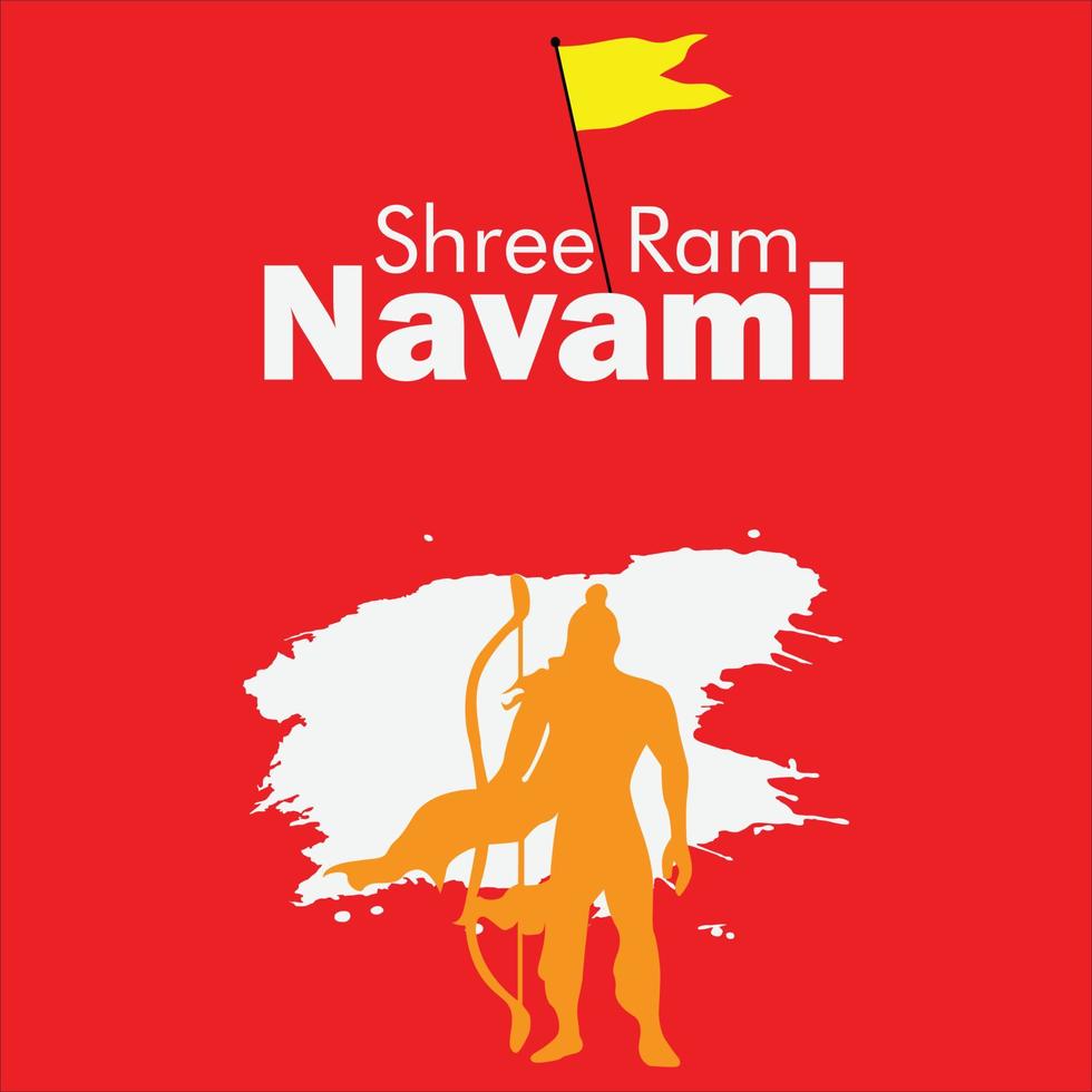 tarjeta de felicitación ram navami para el festival hindú, con caligrafía ram navami en marathi. vector