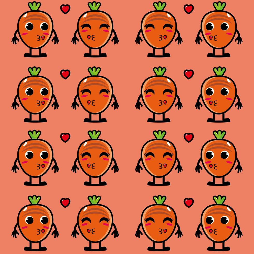 Cute funny cartoon character carrot on orange background.Vector cartoon kawaii character illustration design on wallpaper vector