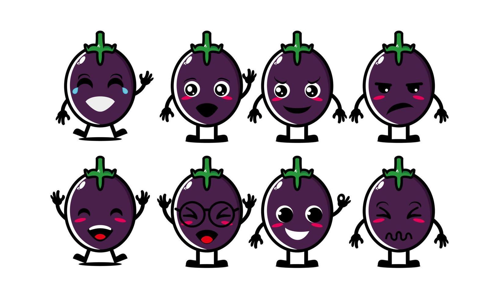 Cute smiling funny cassava set collection.Vector flat cartoon face character mascot illustration .Isolated on white background vector