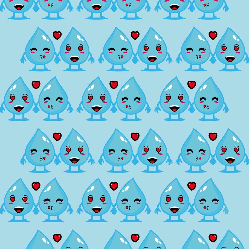 Cute funny aqua water drop on blue background.Vector cartoon kawaii character illustration design vector