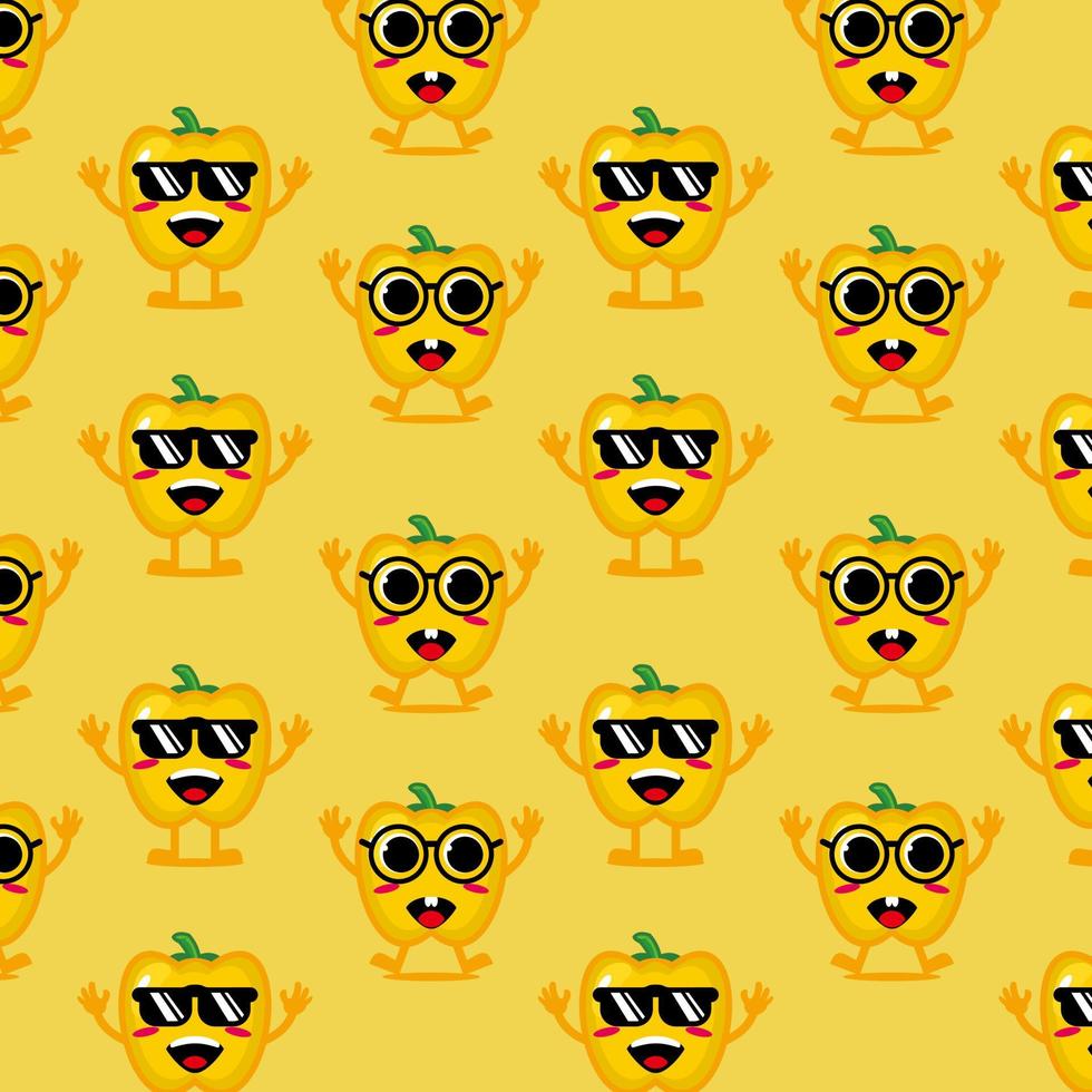 Cute funny cartoon character paprika on yellow background.Vector cartoon kawaii character illustration design vector