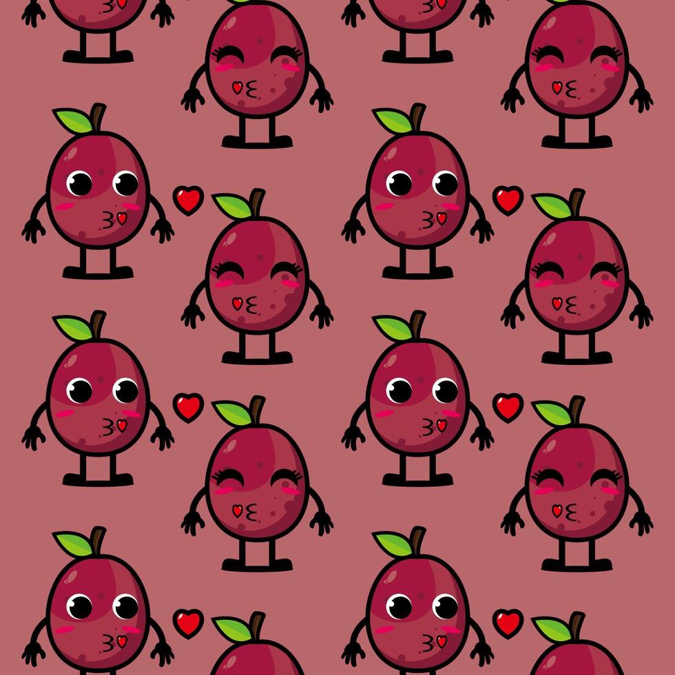 Cute funny cartoon character passion fruit on dark red background.Vector cartoon kawaii character illustration design vector