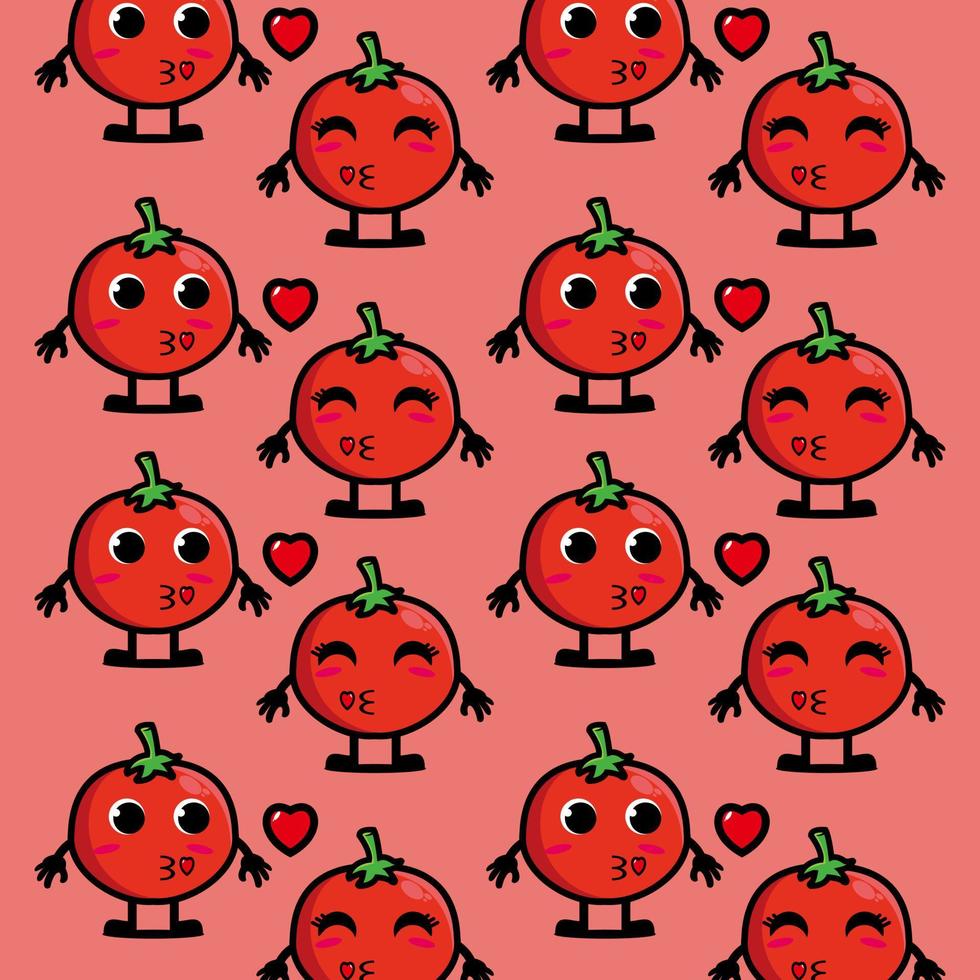 Cute funny cartoon character tomato on background.Vector cartoon kawaii character illustration design on wallpaper vector