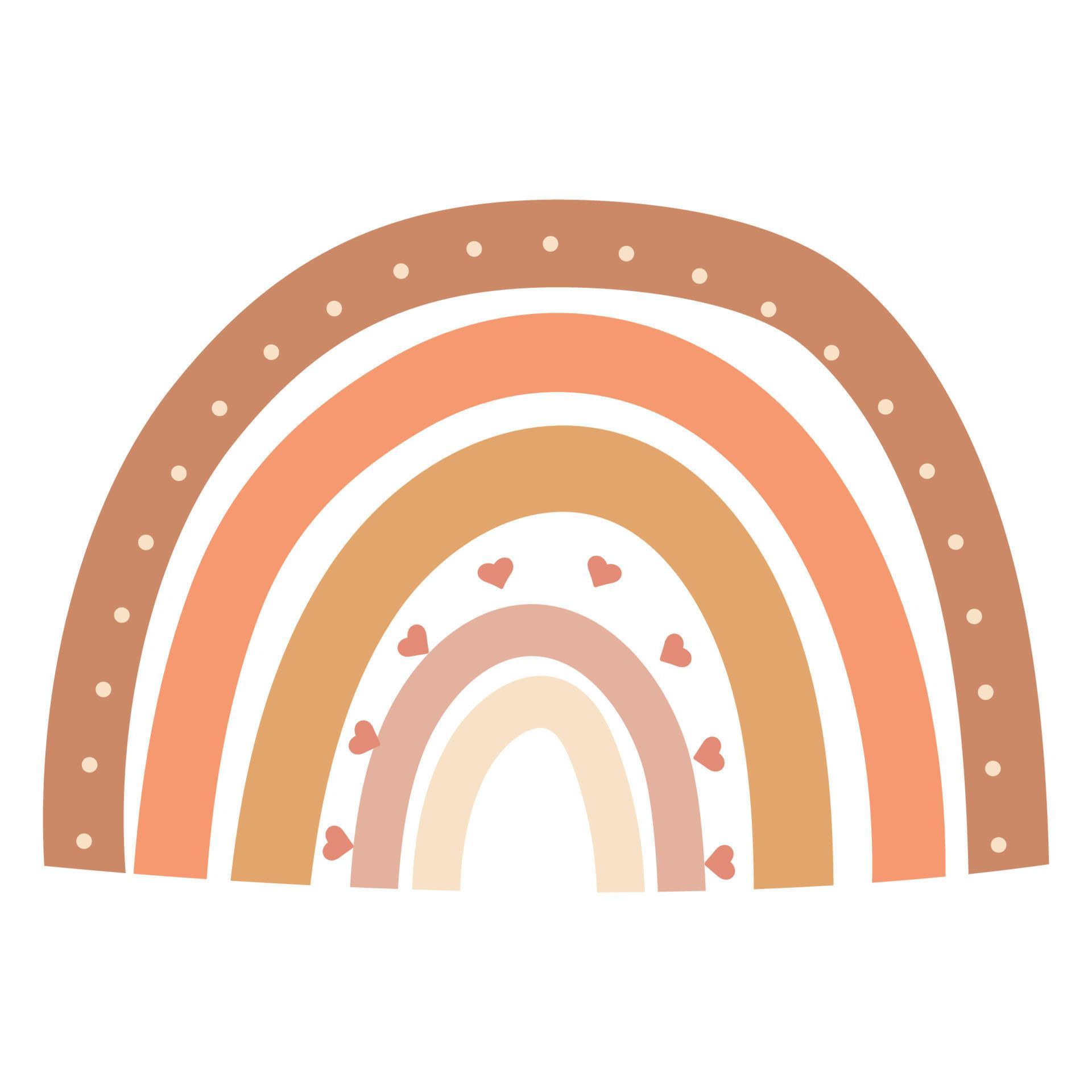 Hand Drawn Boho Rainbows. Cute Set in Pastel and Earthy Colors. Vector