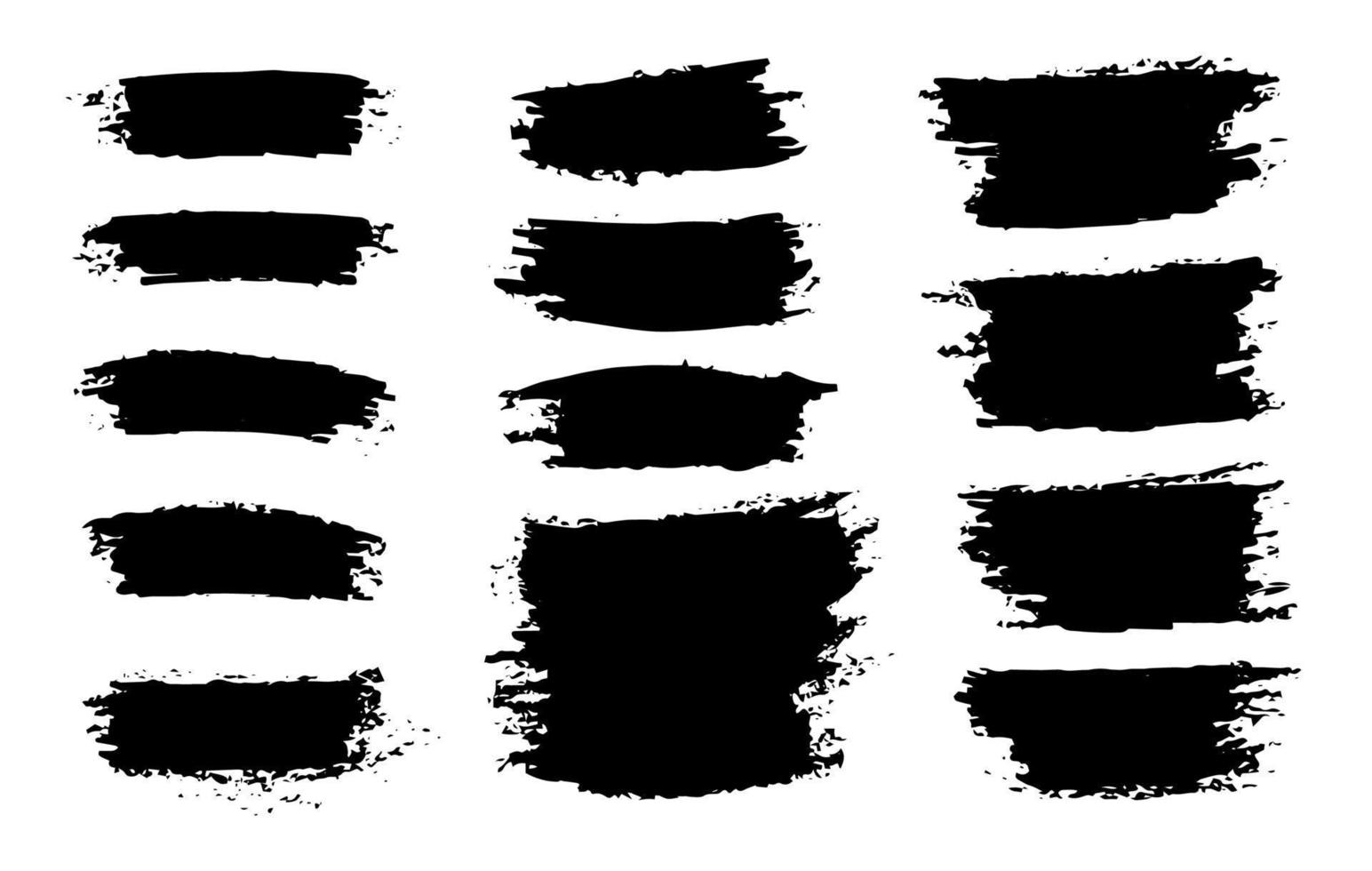 gran conjunto de pintura negra, trazos de rotulador, pinceles, líneas, rugosidad. elementos de decoración negros para el diseño de pancartas, cajas, marcos. ilustración vectorial Aislado en un fondo blanco. vector