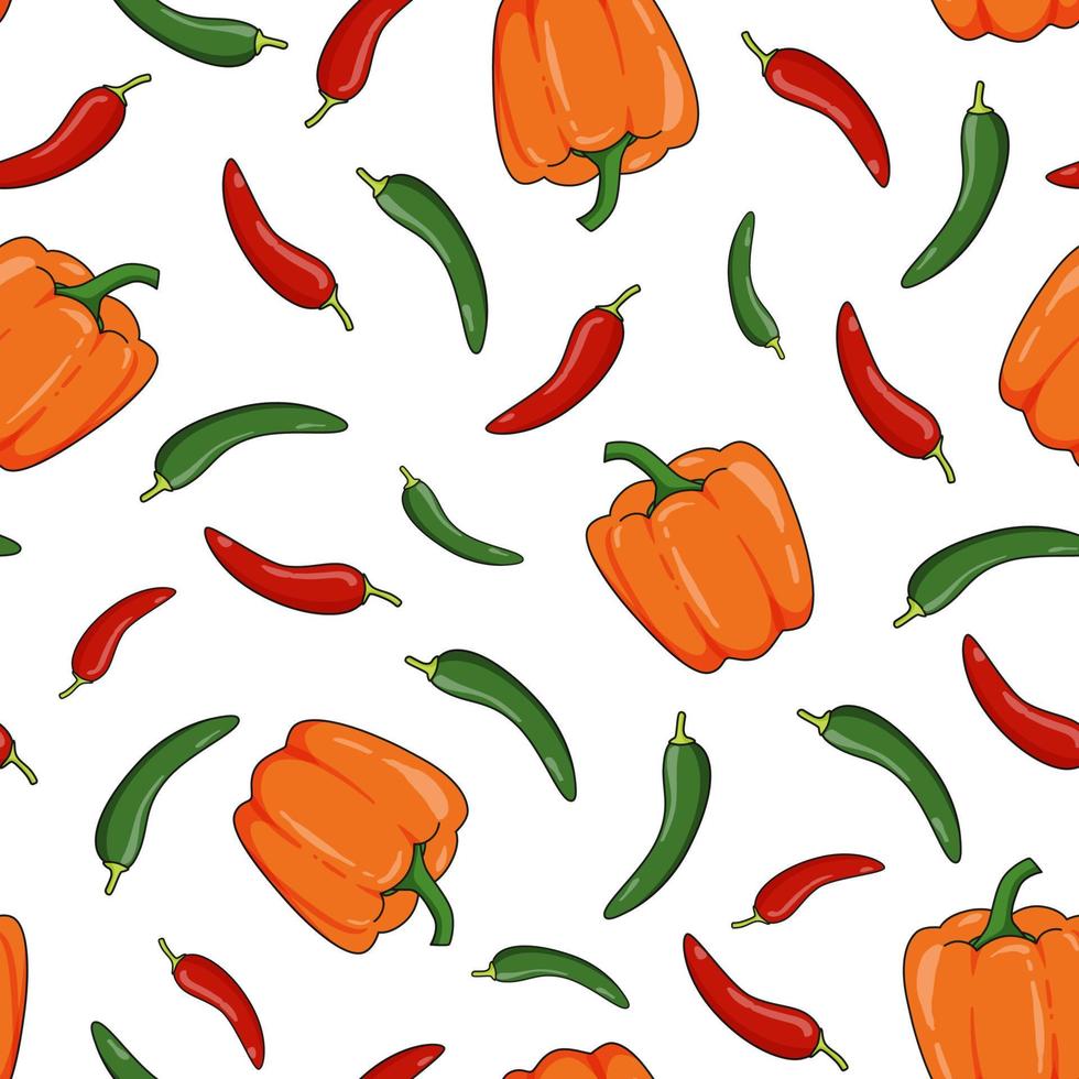 Vector summer print with multi-colored hot peppers