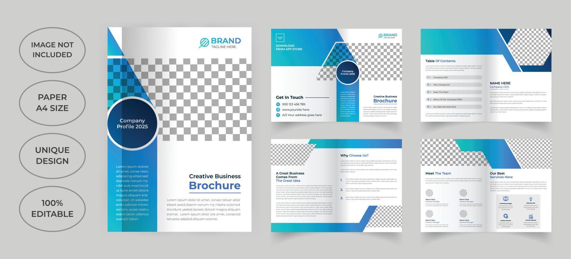 Eight pages corporate brochure template vector