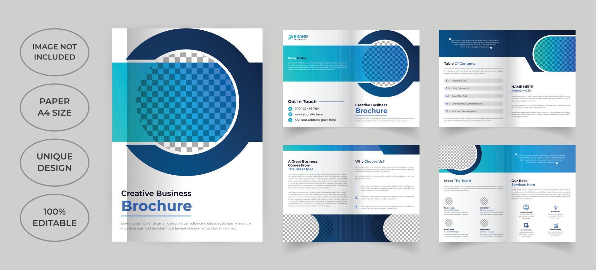 Eight pages corporate brochure template vector