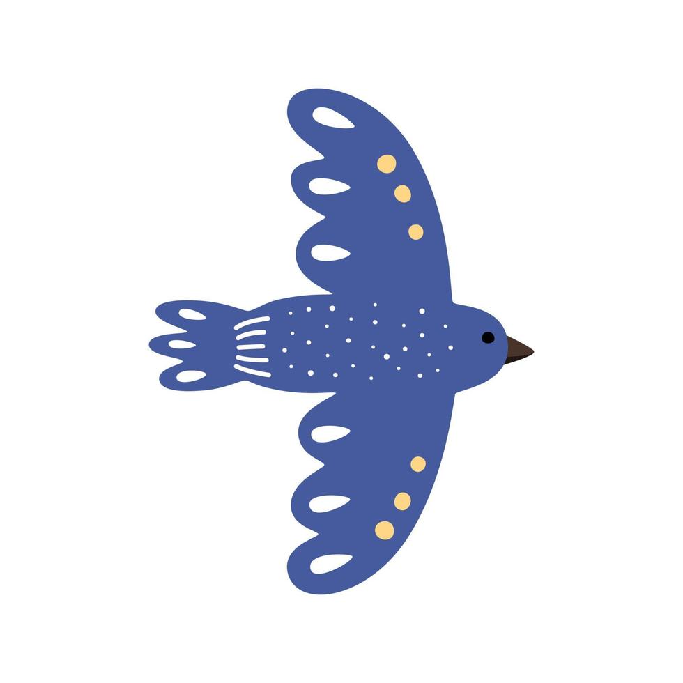 Blue bird in flight flat. Vector illustration of a dove of Ukraine.