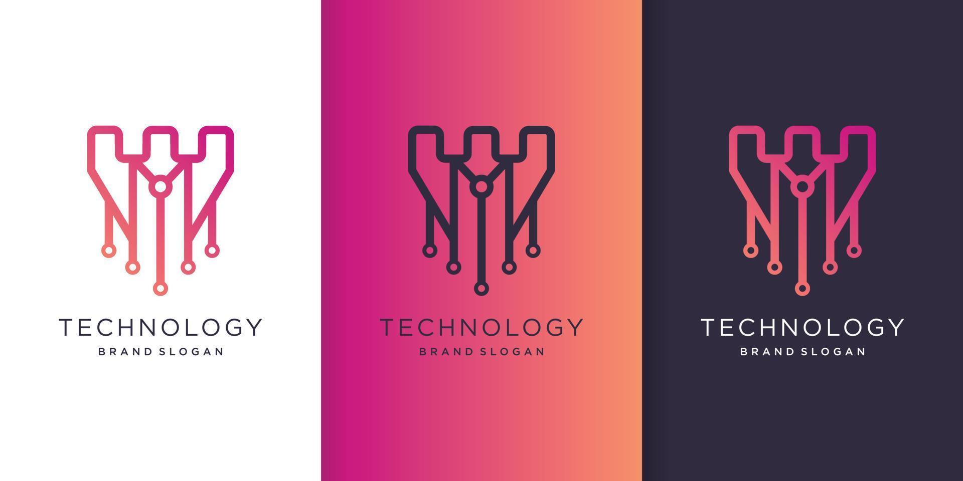 Abstract tech logo template with unique style Premium Vector