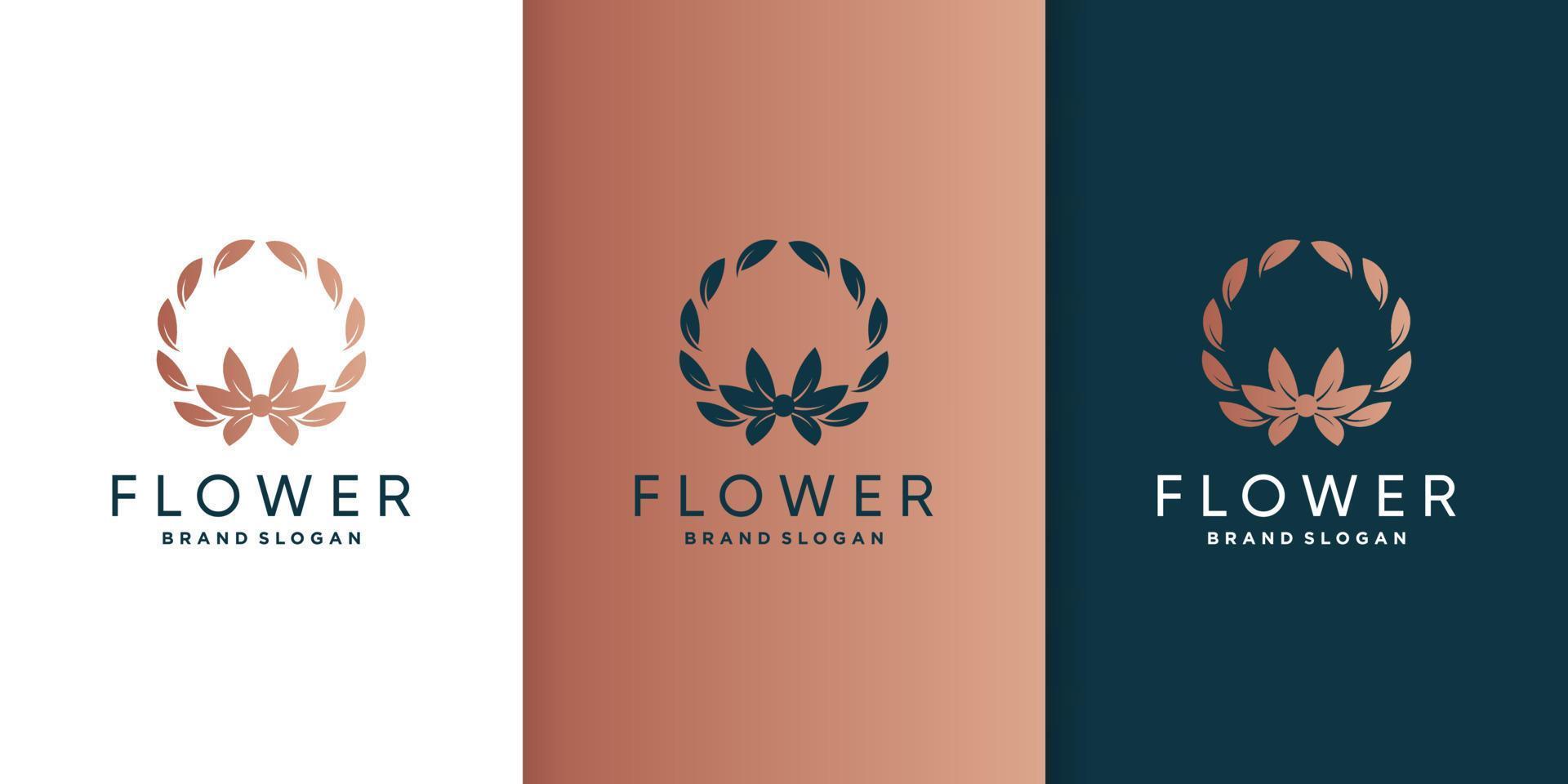 Flower logo with creative gradient abstract concept Premium Vector