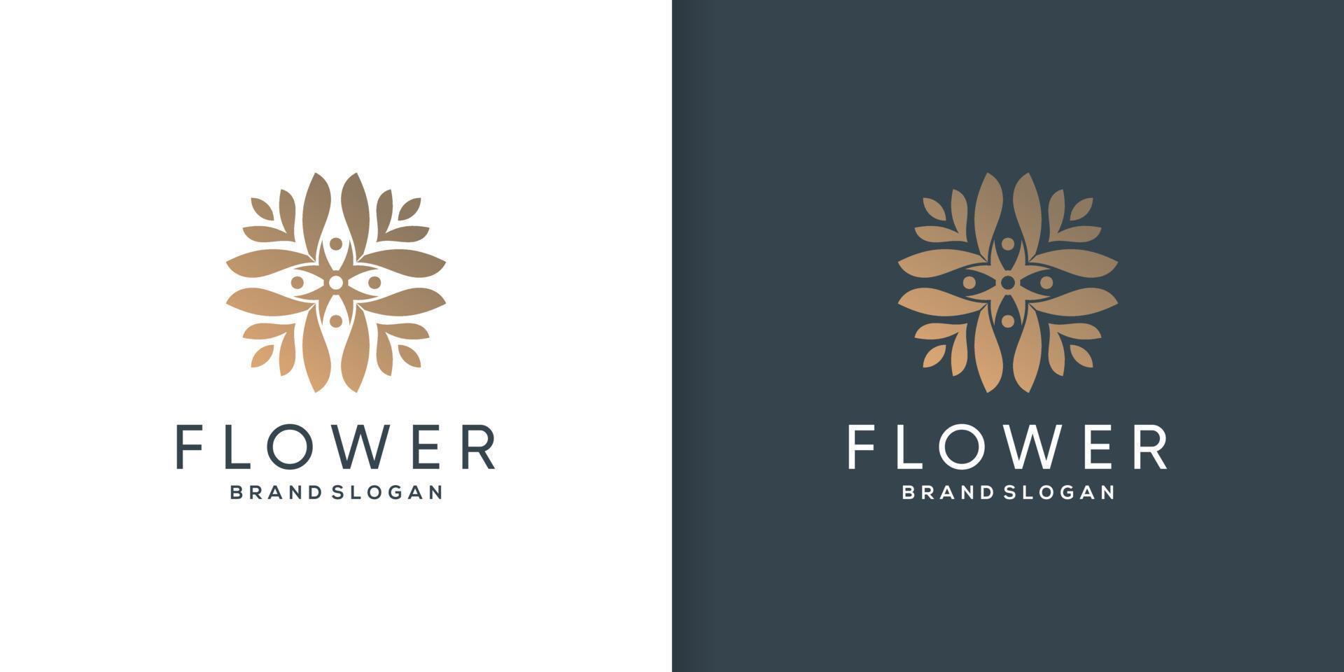 Abstract flower logo with creative unique concept Premium Vector