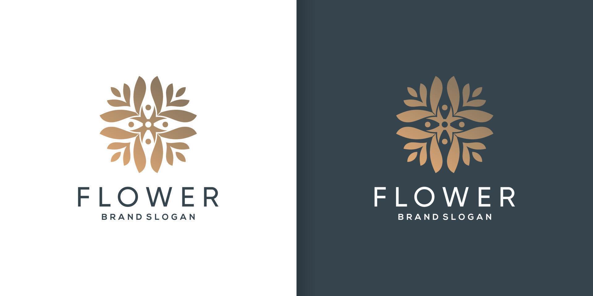 logotipo de flor abstracta con vector premium de concepto único creativo