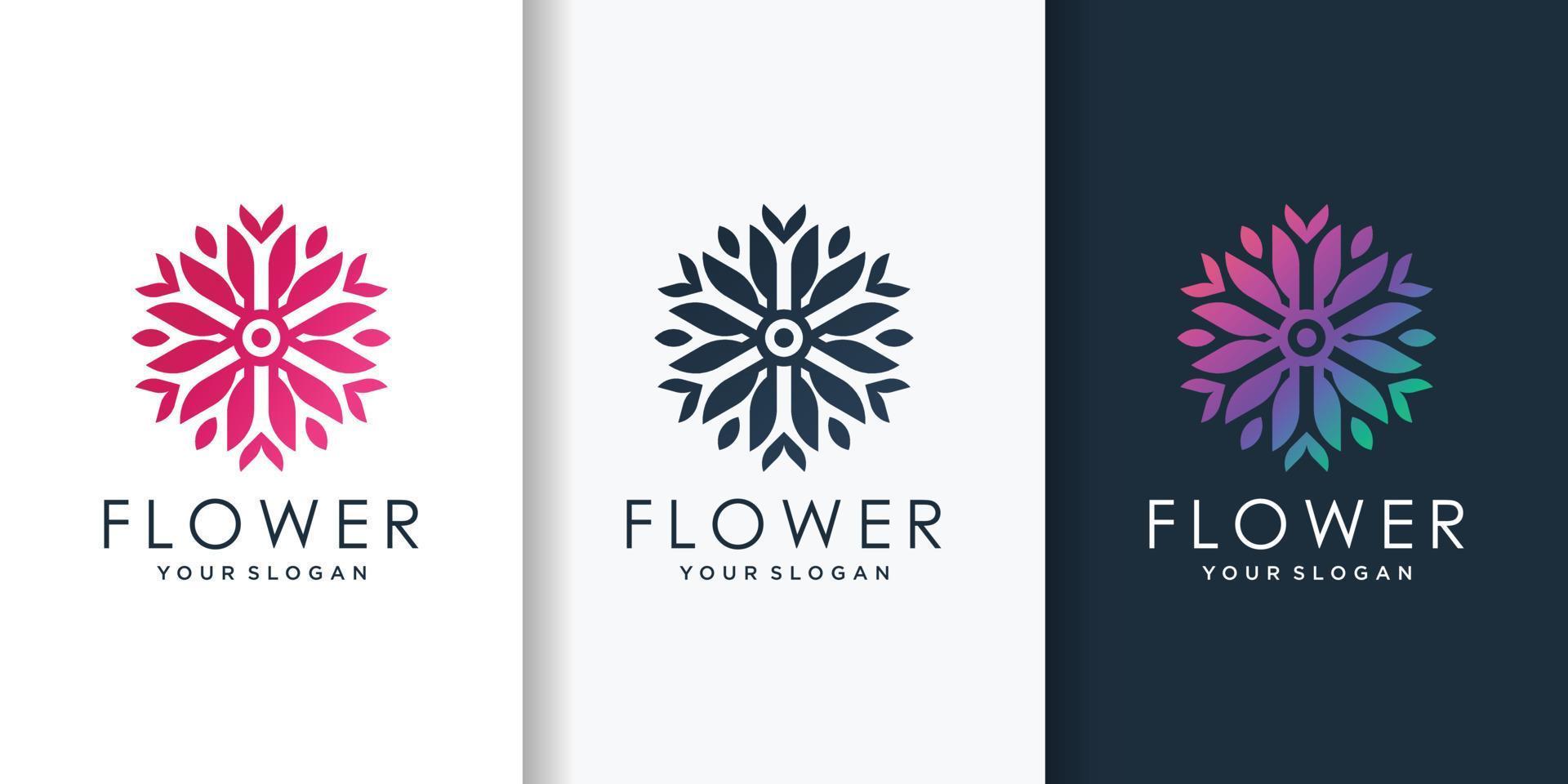Flower logo template with creative gradient style vector